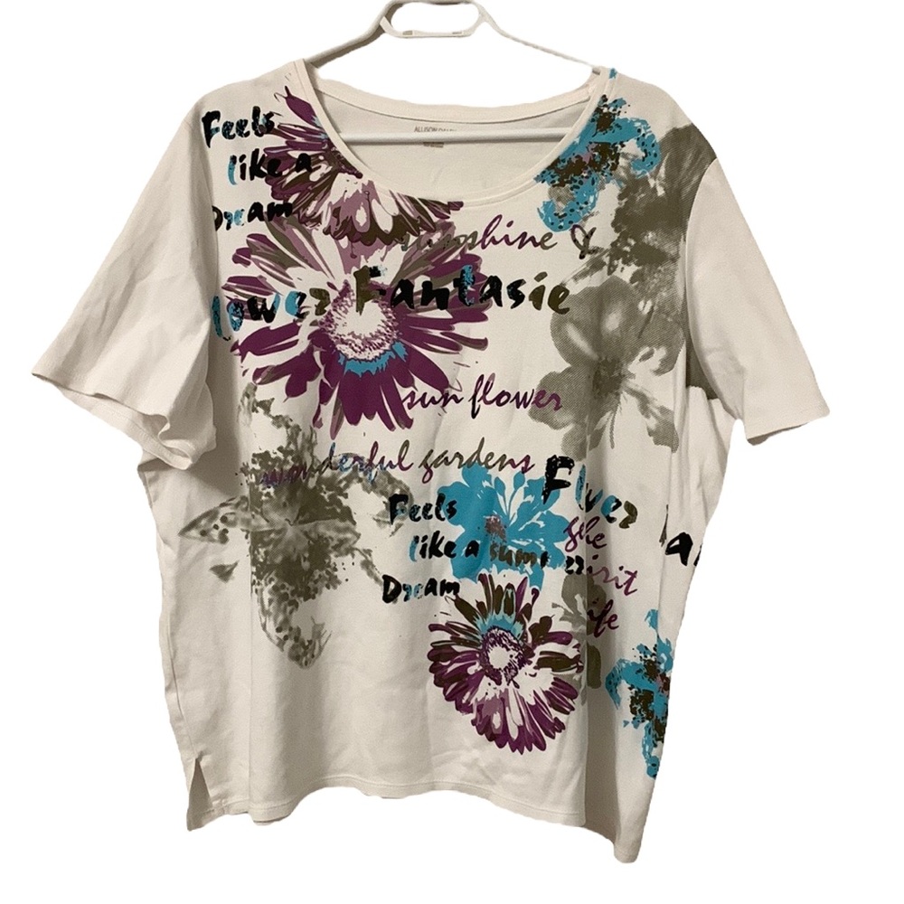 Allison Daley women’s T-shirt "Feels like a dream" floral print short sleeve, 3X